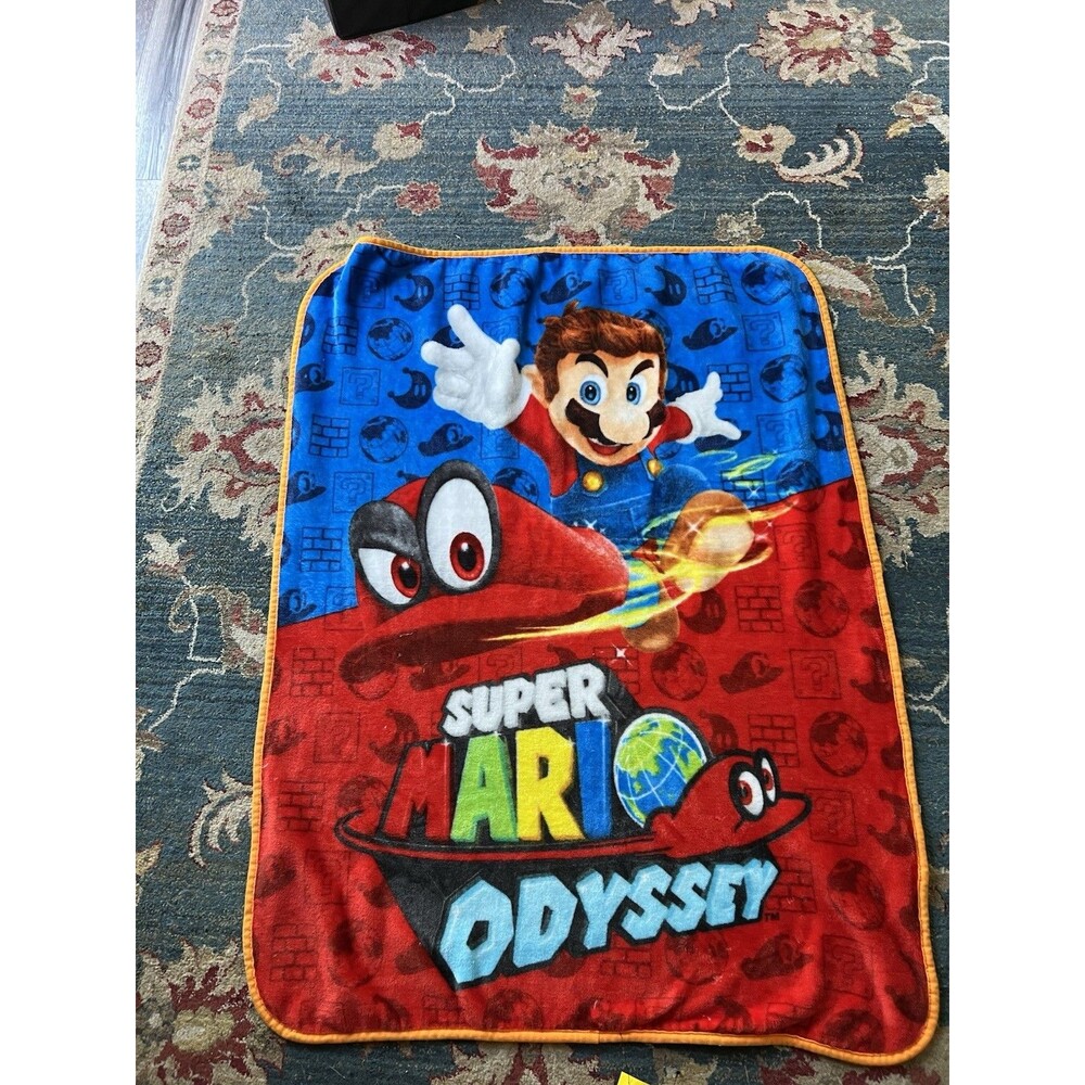 Nintendo Super Mario Odyssey Silky Soft Fleece Throw Blanket 37” X 49”